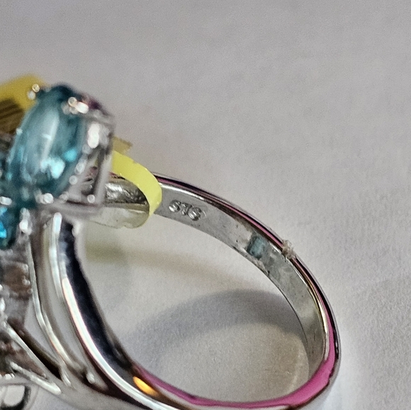 Genuine Paraiba Topaz in Platinum over Sterling Silver Sz 9! ✨️ NWT - Picture 9 of 13